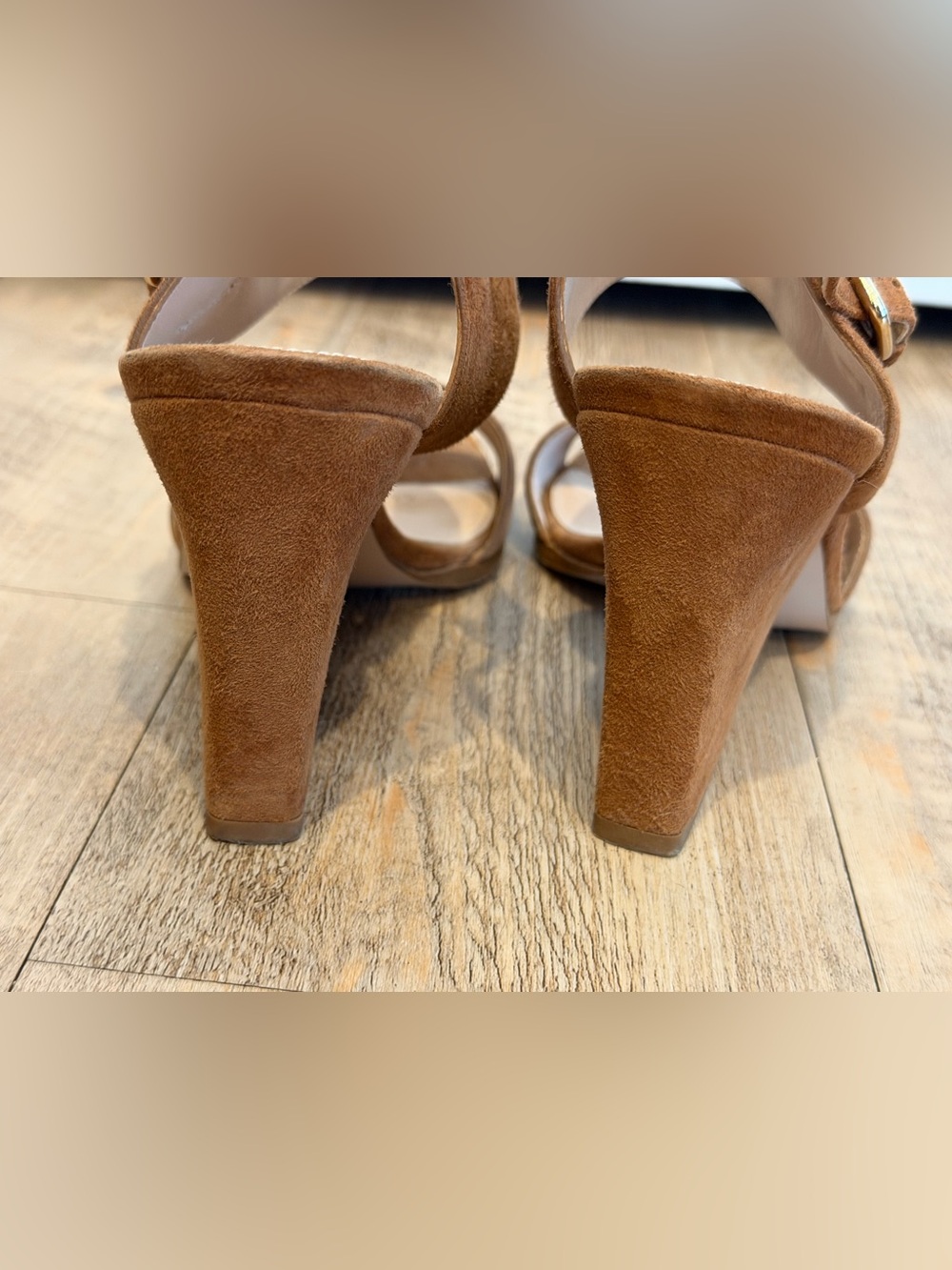 Stuart Weitzman Suede Block Heel Sandals - Picture 3 of 5